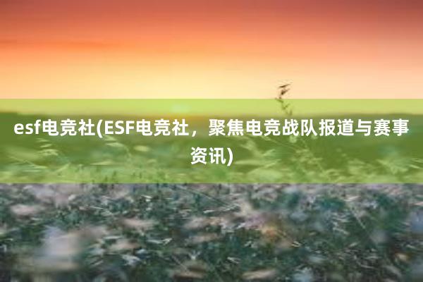 esf电竞社(ESF电竞社，聚焦电竞战队报道与赛事资讯)