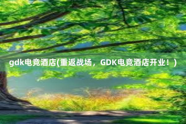 gdk电竞酒店(重返战场，GDK电竞酒店开业！)