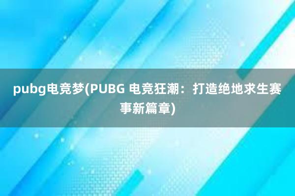 pubg电竞梦(PUBG 电竞狂潮：打造绝地求生赛事新篇章)