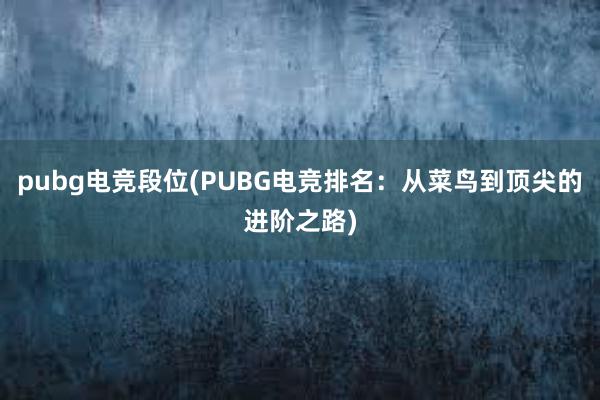 pubg电竞段位(PUBG电竞排名：从菜鸟到顶尖的进阶之路)