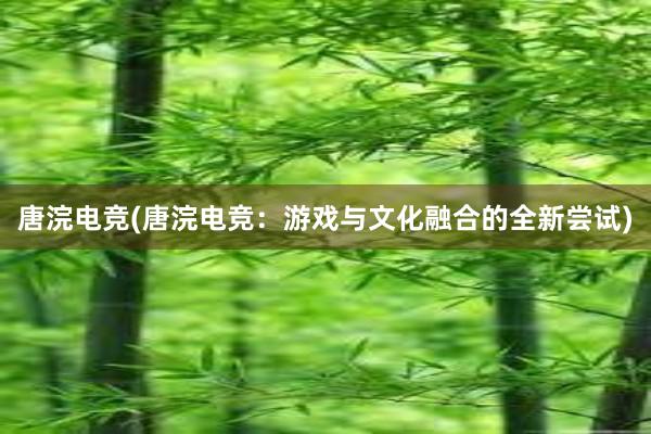 唐浣电竞(唐浣电竞：游戏与文化融合的全新尝试)