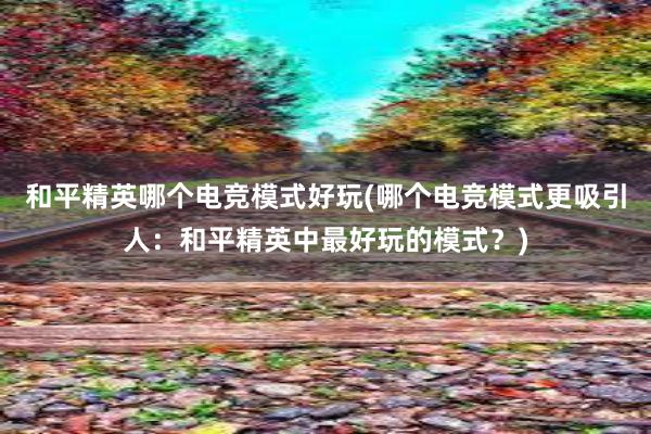 和平精英哪个电竞模式好玩(哪个电竞模式更吸引人：和平精英中最好玩的模式？)