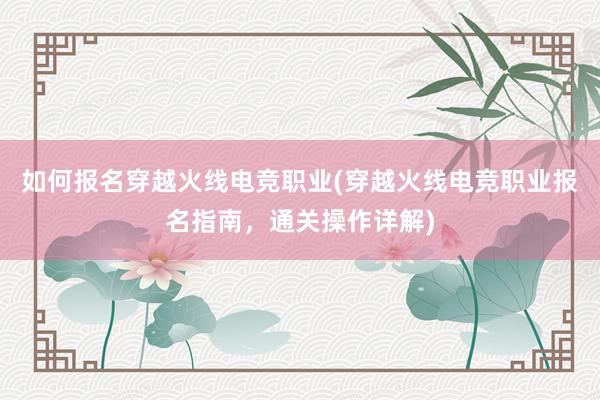 如何报名穿越火线电竞职业(穿越火线电竞职业报名指南，通关操作详解)