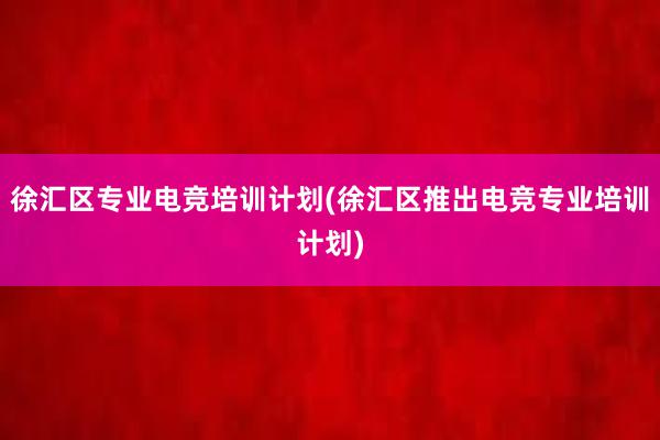 徐汇区专业电竞培训计划(徐汇区推出电竞专业培训计划)