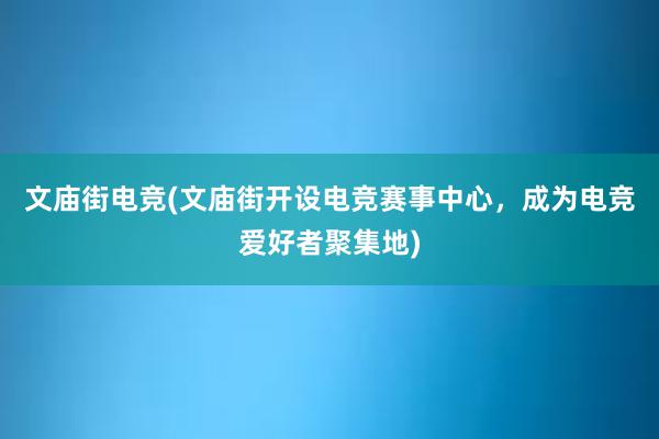 文庙街电竞(文庙街开设电竞赛事中心，成为电竞爱好者聚集地)