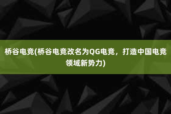 桥谷电竞(桥谷电竞改名为QG电竞，打造中国电竞领域新势力)