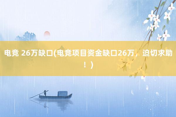 电竞 26万缺口(电竞项目资金缺口26万，迫切求助！)