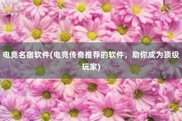 电竞名宿软件(电竞传奇推荐的软件，助你成为顶级玩家)