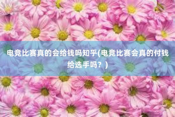 电竞比赛真的会给钱吗知乎(电竞比赛会真的付钱给选手吗？)