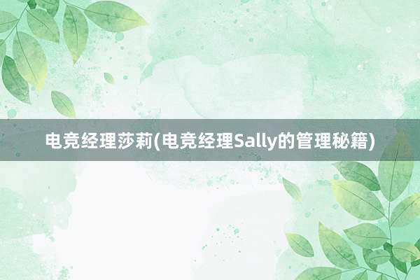 电竞经理莎莉(电竞经理Sally的管理秘籍)