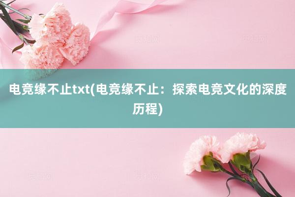 电竞缘不止txt(电竞缘不止：探索电竞文化的深度历程)