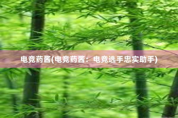 电竞药酱(电竞药酱：电竞选手忠实助手)