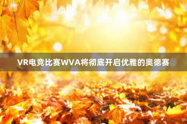 VR电竞比赛WVA将彻底开启优雅的奥德赛