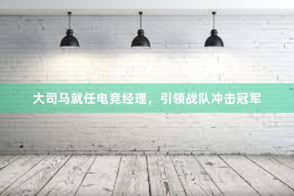 大司马就任电竞经理，引领战队冲击冠军