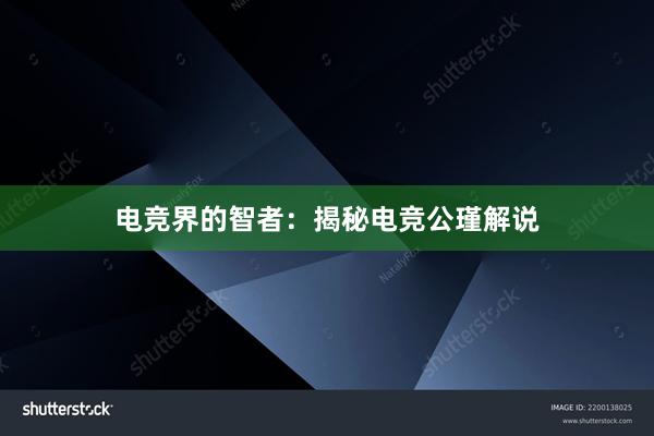 电竞界的智者：揭秘电竞公瑾解说