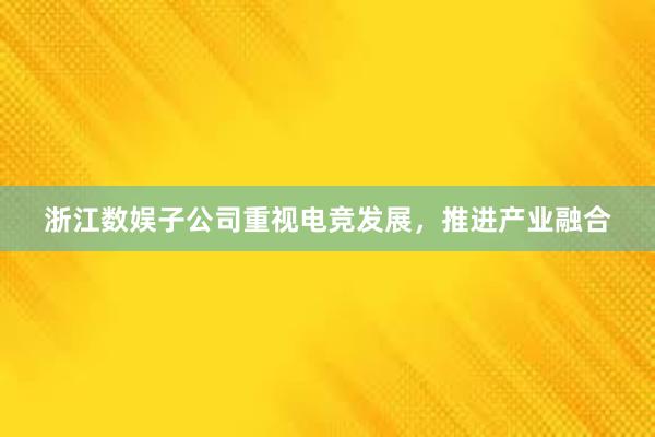 浙江数娱子公司重视电竞发展，推进产业融合