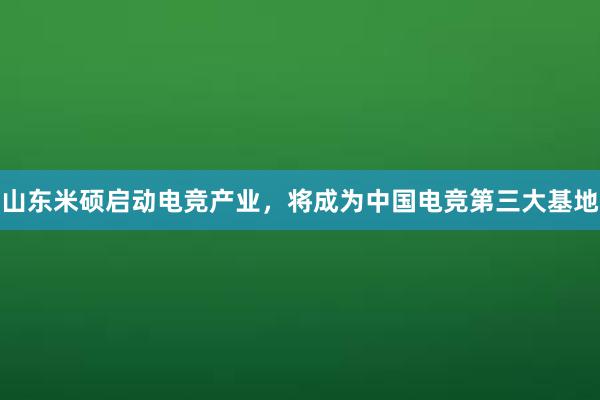 山东米硕启动电竞产业，将成为中国电竞第三大基地