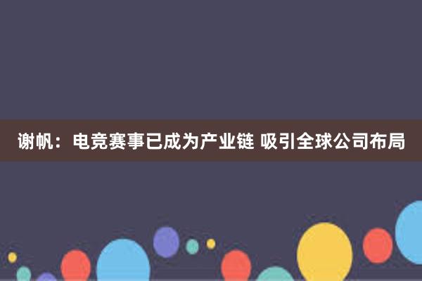 谢帆：电竞赛事已成为产业链 吸引全球公司布局